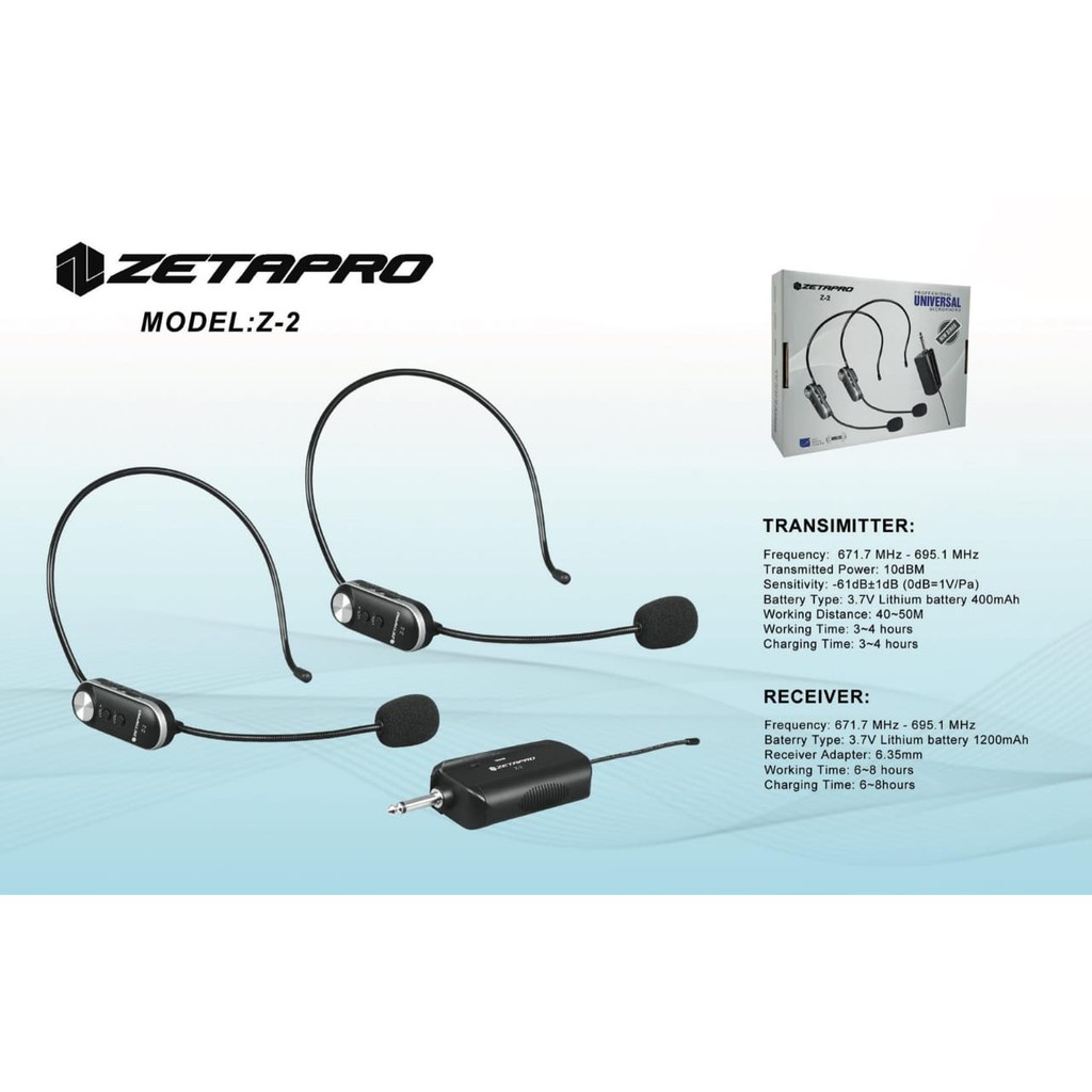TERBAIK Mic Wireless Headset Telinga ZETAPRO Z2 Z-2 H2 Gantinya HARDWELL H-2 Original