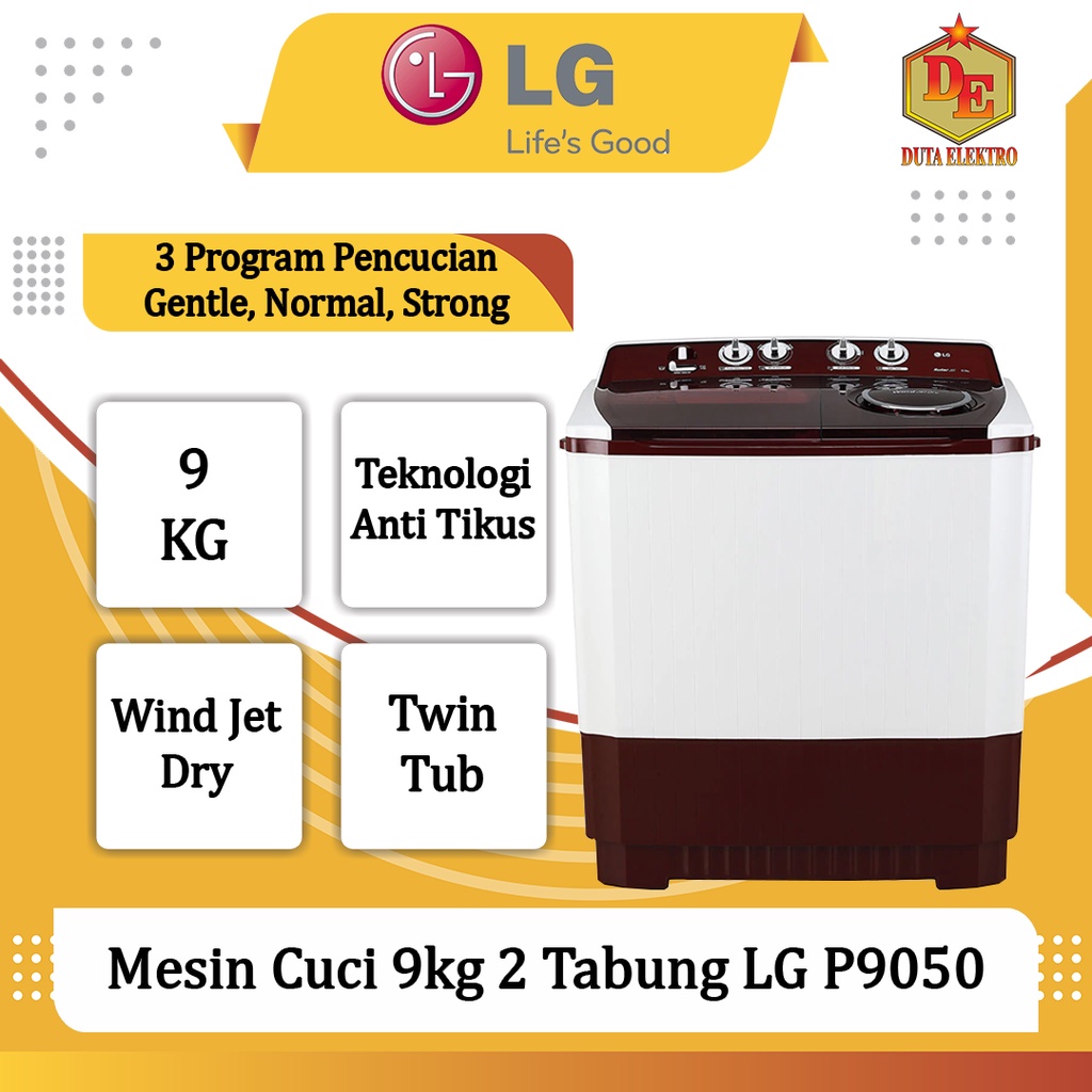 Jual Mesin Cuci 9kg 2 Tabung LG P9050 | Shopee Indonesia