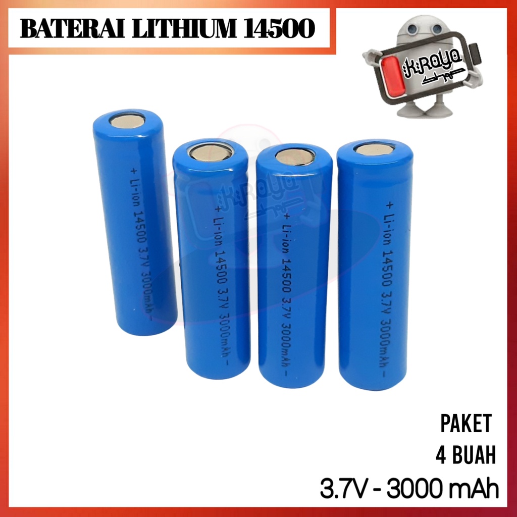 Baterai Cas Senter Swatt Alat Cukur Elektrik Type 14500 Li-ION 3.7V - 3000mAh Paket 4/Pcs