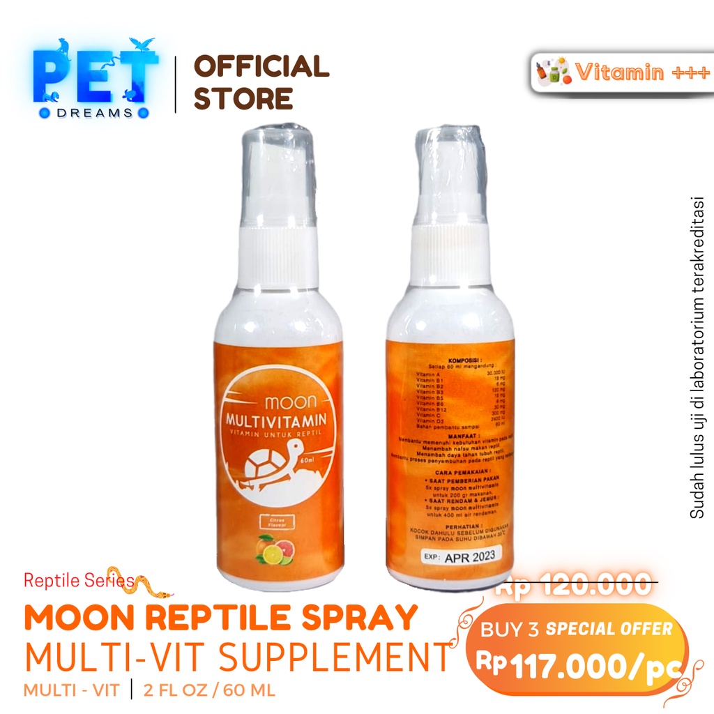 PROMO MOON MULTIVITAMIN SUPLEMEN REPTIL VITAMIN PENAMBAH NAFSU MAKAN REPTILE TORTO KURA SULCATA