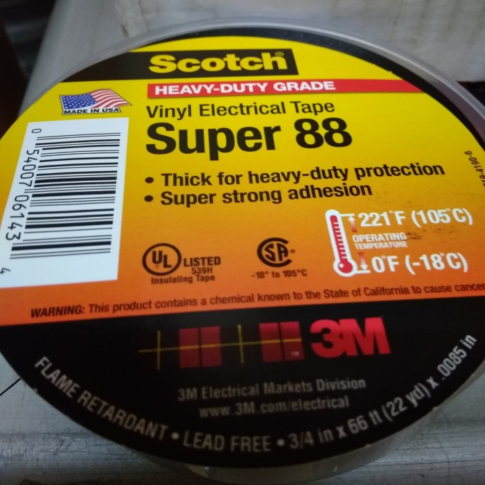 

Hemat Isolasi Scotch Super 88 3M Electrical Vinyl Tape 3/4" X 22 Yard Terlaris