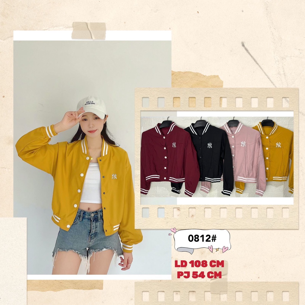 0812 Jaket IMPORT BOMBER NY Parasut jaket olahraga jogging wanita jaket lari sport sauna suit wanita jumbo