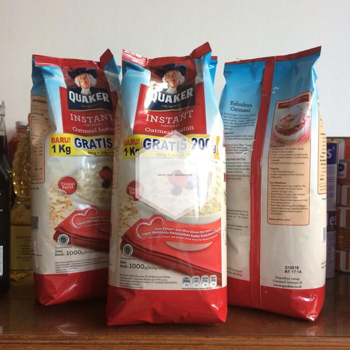 

Quaker Instant Oatmeal (Oatmeal Instan) 800+200gr