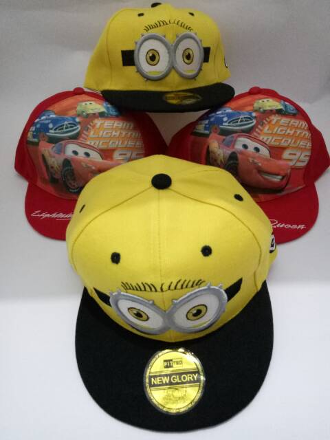 Topi Snapback/Baseball /Topi karakter motif Kartun Minion dan Cars unisex Pria dan wanita