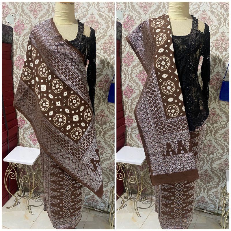 SONGKET PALEMBANG TENUN TANGAN JUMPUTAN LILAC ORI