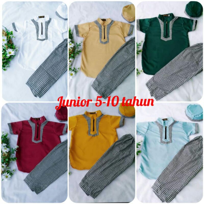 Koko Pakistan Anak Lis Polos Motif Kotak Kotak Kecil