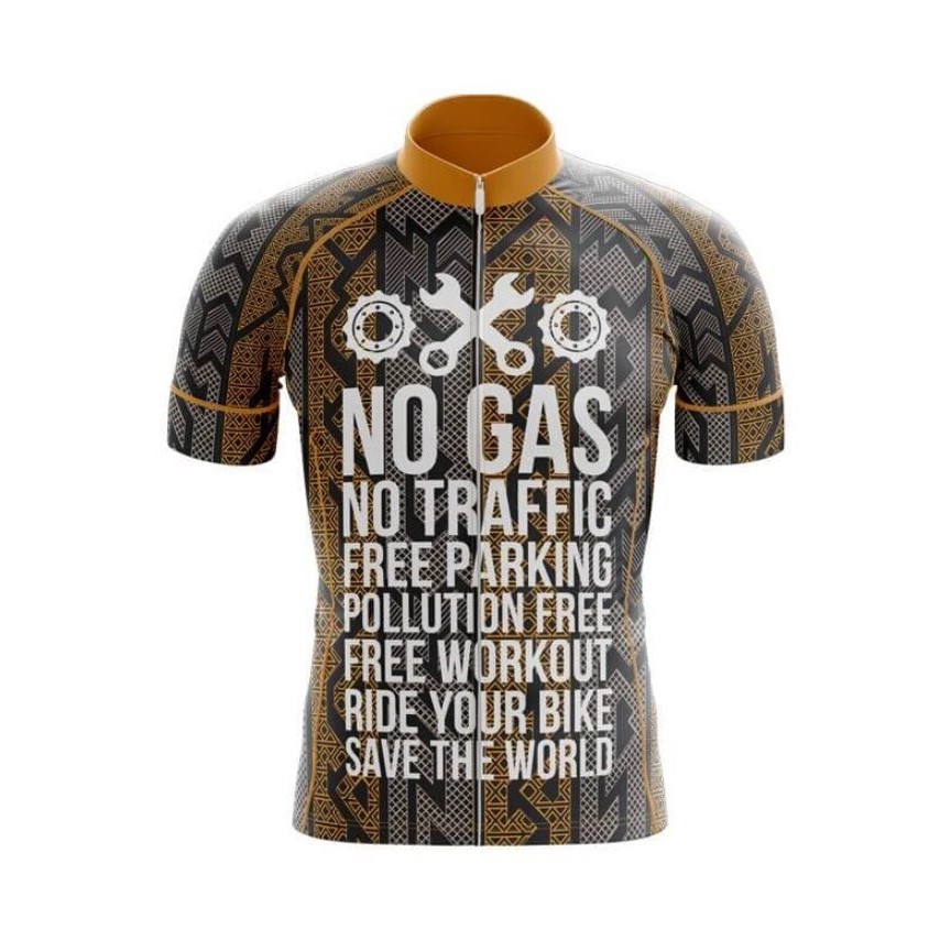 No Gas No Traffic Parking Jersey baju Sepeda Roadbike Road Bike Pria - GOLD