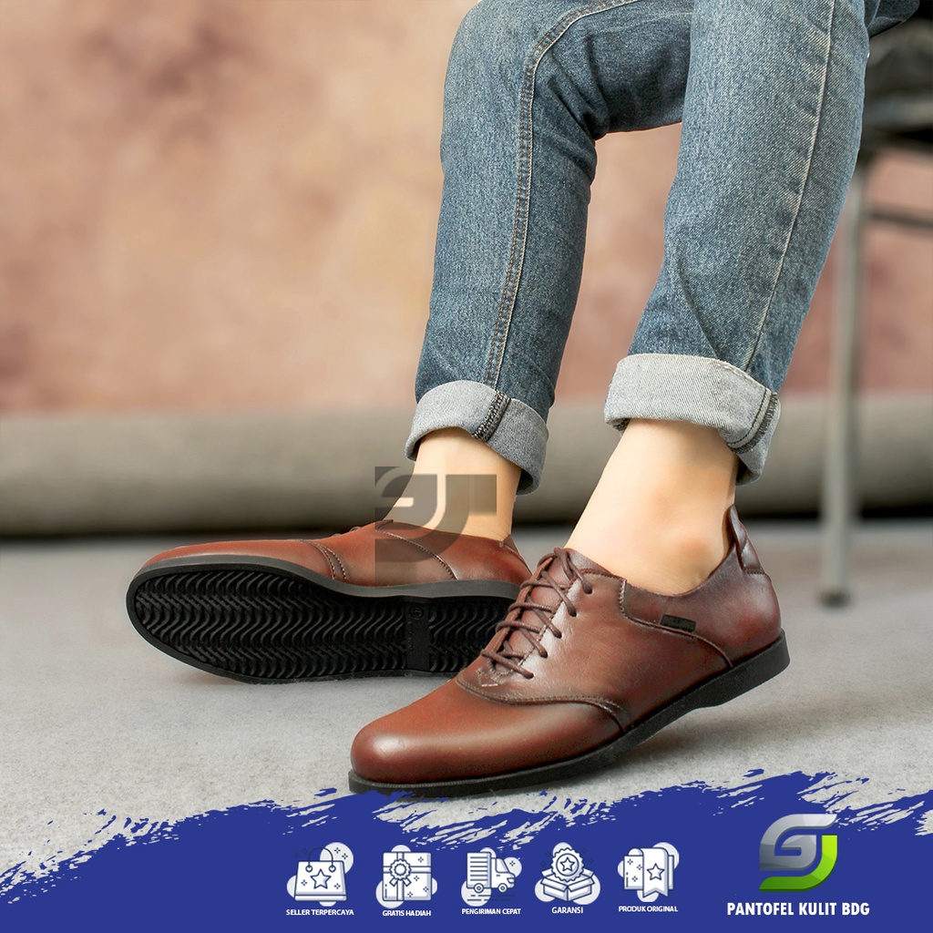 PKB x TANAKA - FREE KAOS KAKI - Sepatu Kondangan Kulit Laki Laki Formal Pria Kantor Hitam Coklat Tal