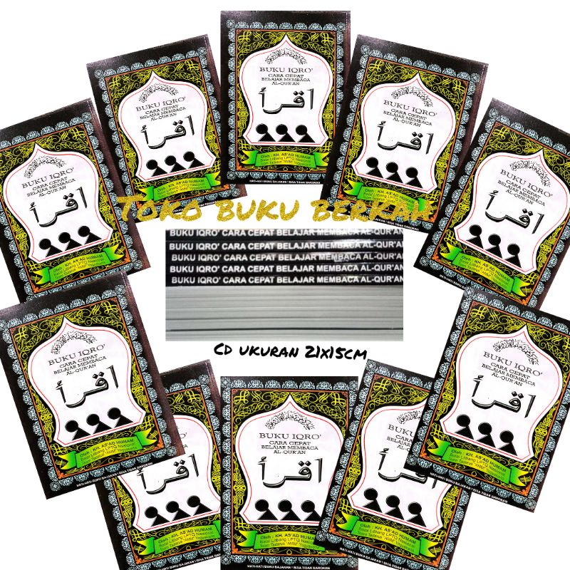 Buku Iqro Hitam Besar isi 10 pcs Kertas CD/Buram  (21×15cm)