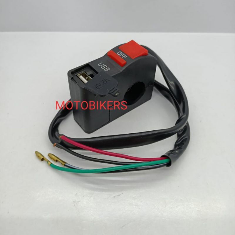 Saklar on off stang LED + USB charger saklar stang led motor