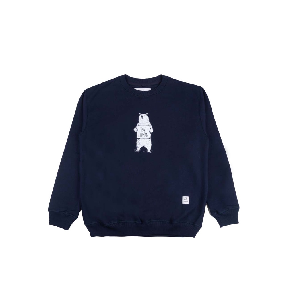 Reclays Sweater Save The Human Crewneck Navy