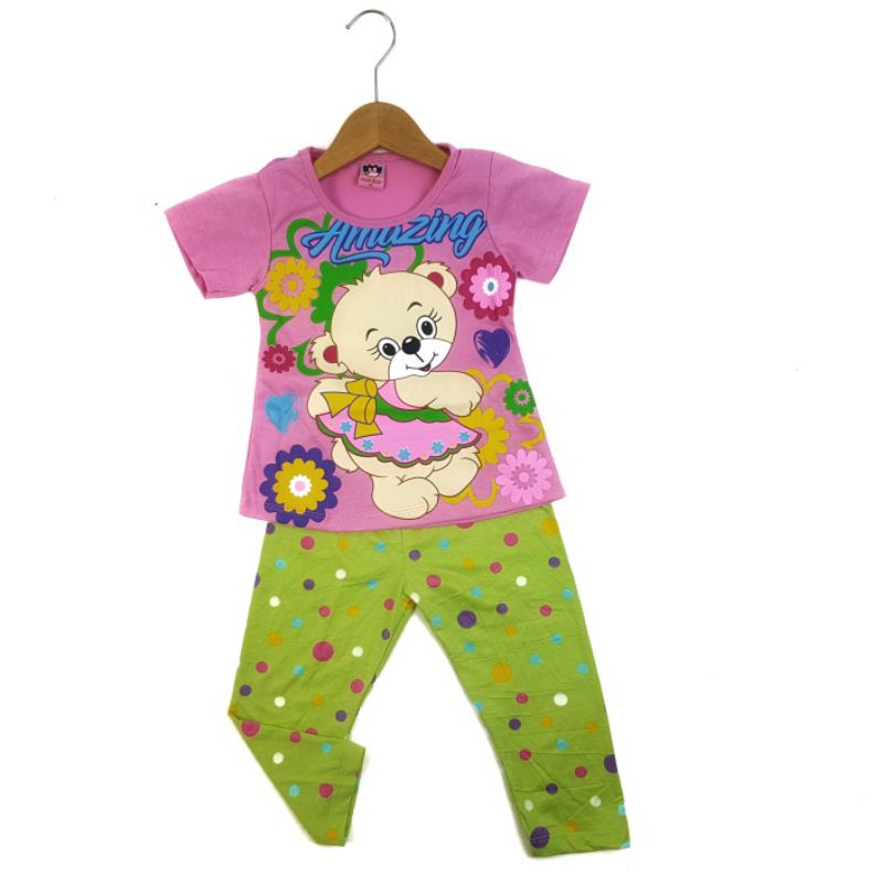 SETELAN CELANA LEGGING PAKAIAN ANAK PEREMPUAN2-7 TAHUN MOTIF BEAR AMAZING