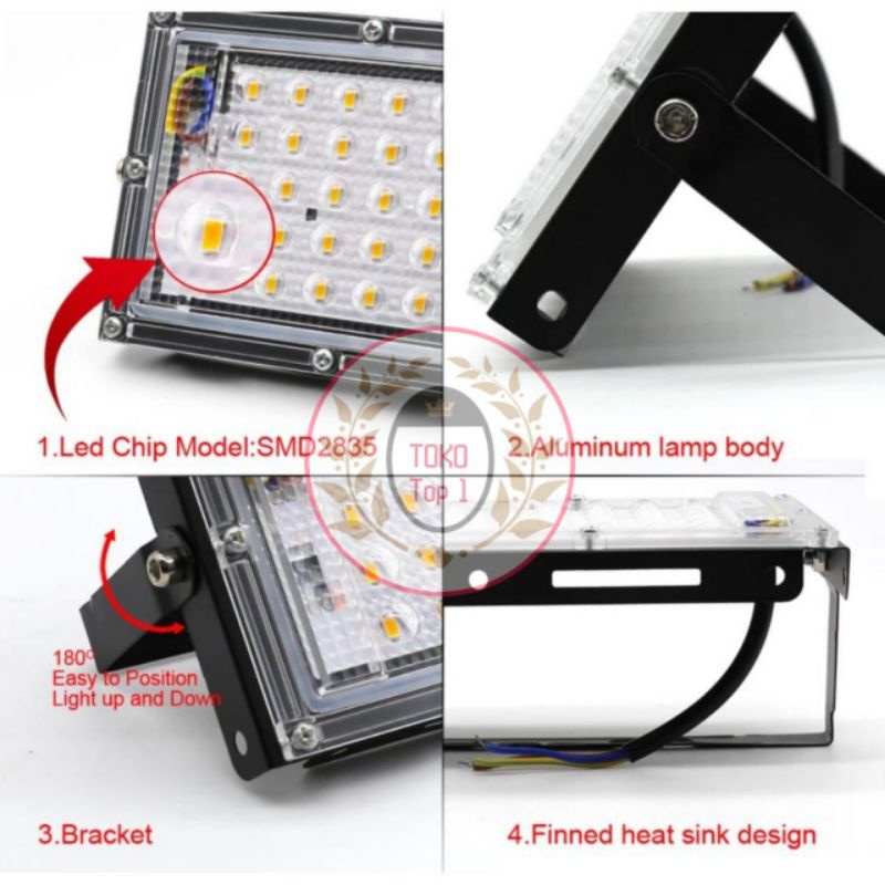 LAMPU SOROT LED 50W TAMAN TEMBAK FLOODLIGHT WATERPROOF OUTDOOR