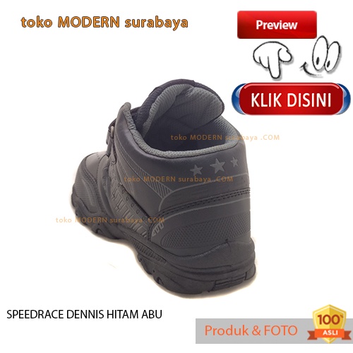 Sepatu anak sekolah kets boots casual velcro SPEEDRACE DENNIS HITM ABU