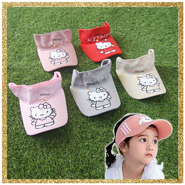 TOPI VISOR ANAK SUNSHADE MOTIF KARTUN Topi Baseball Anak topi rajut anak doaremon kitty - ZG