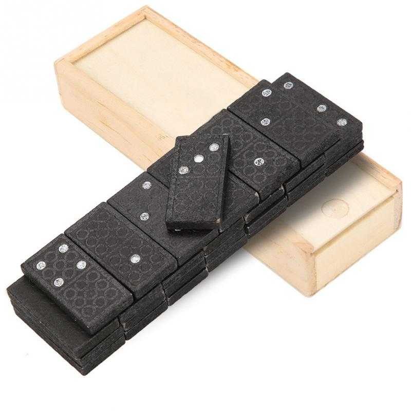 COD Mainan Domino Gaple Board Game  Bahan Balok Kayu Tebal Hitam Jenis Permainan Keluarga 28Pcs C22