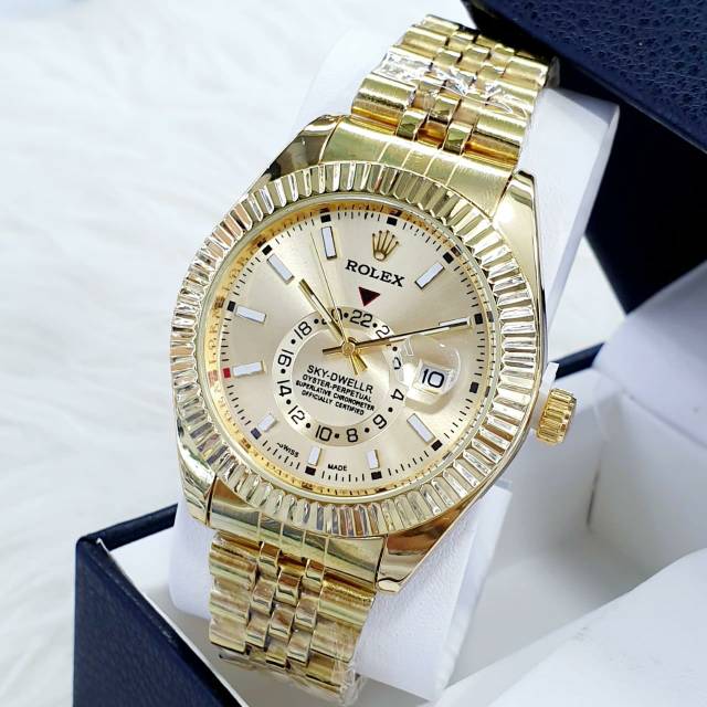 Jam Tangan Fashion Pria Rolex Rantai Gold