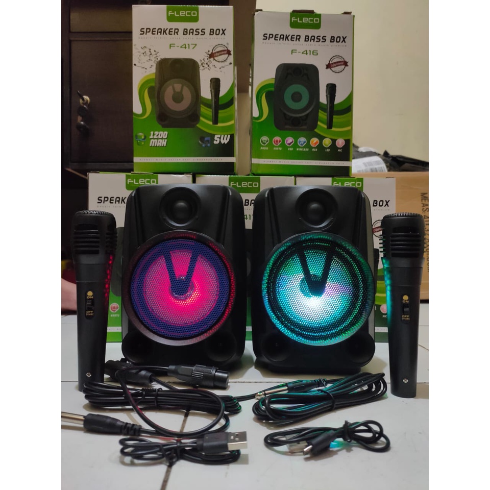 Speaker Bluetooth Murah Fleco 416/417 Terbaru Gratis Microphone Karaoke Super Bass /Speaker Aktif