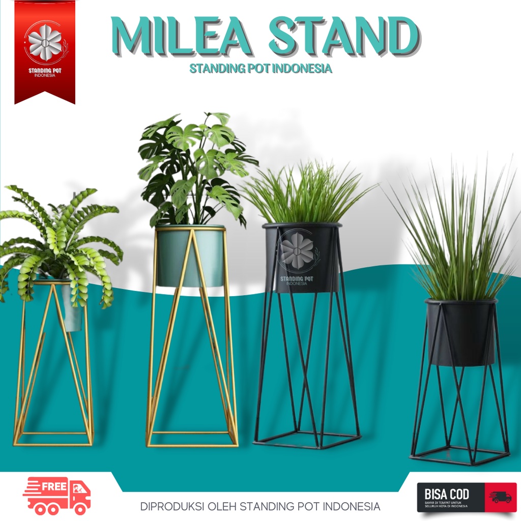 Standing Pot Besi Minimalis Stand Plant Flower Rak Tempat Pot Vas Bunga Besi Minimalis Murah Dekoras