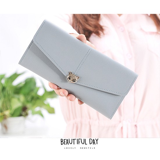 Dompet Panjang Wanita Cute Wallet Multi-card Mobile Phone / New Wallet Women's Long Fox Korean