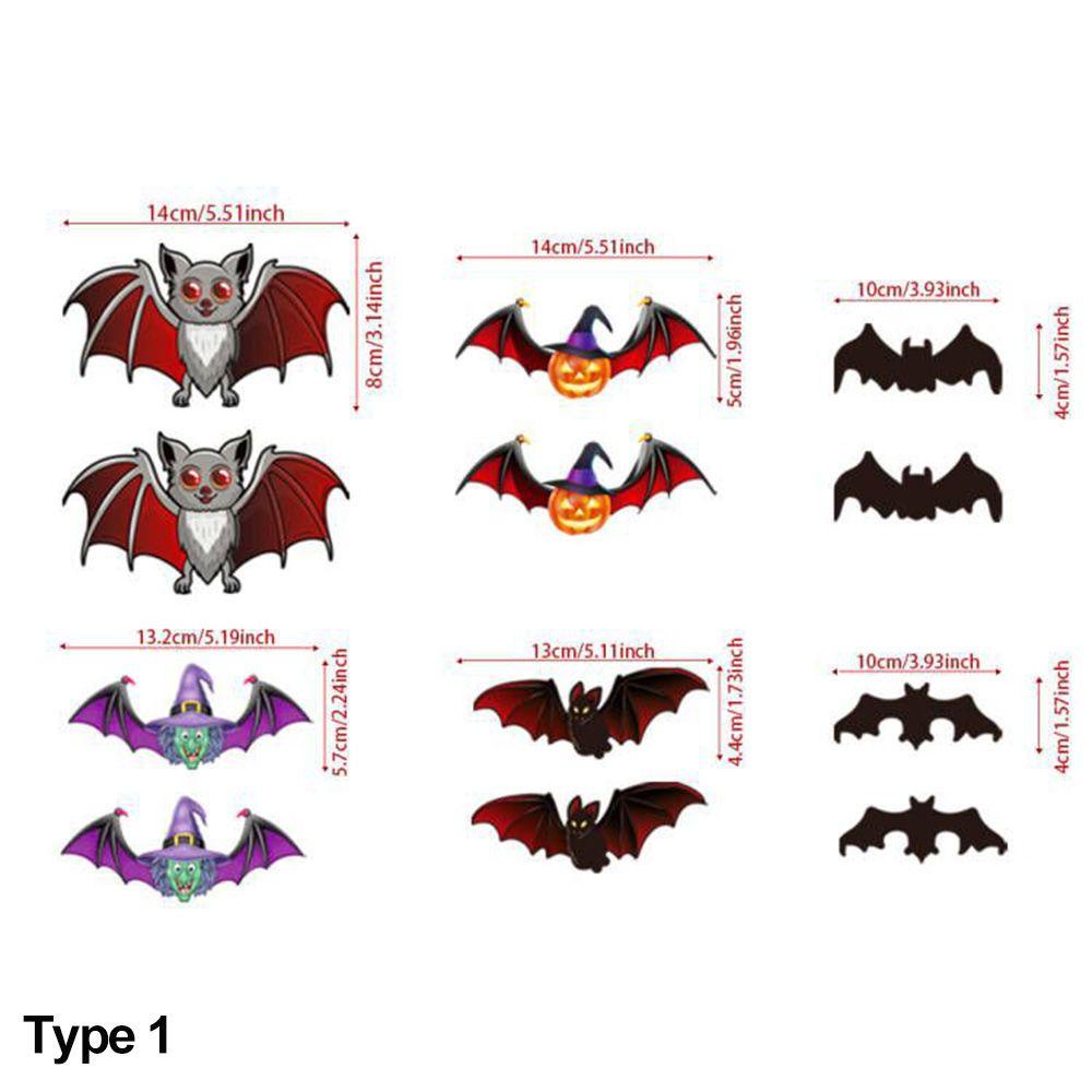Solighter 12 Pcs Halloween Bat Stiker Hadiah Festival Perlengkapan Pesta Ornamen Kartun Labu