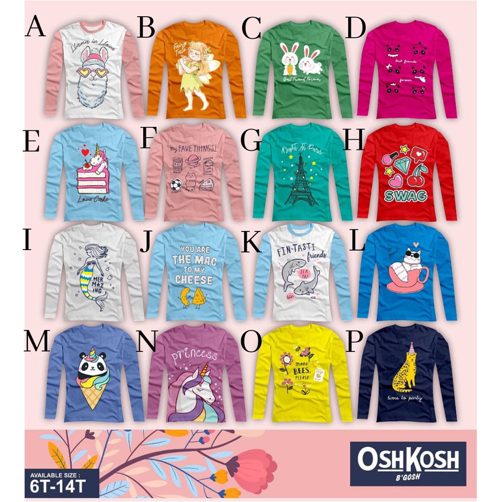  Kaos  anak  longsleeve oshkosh usia 5 13th baju  kaos  anak  