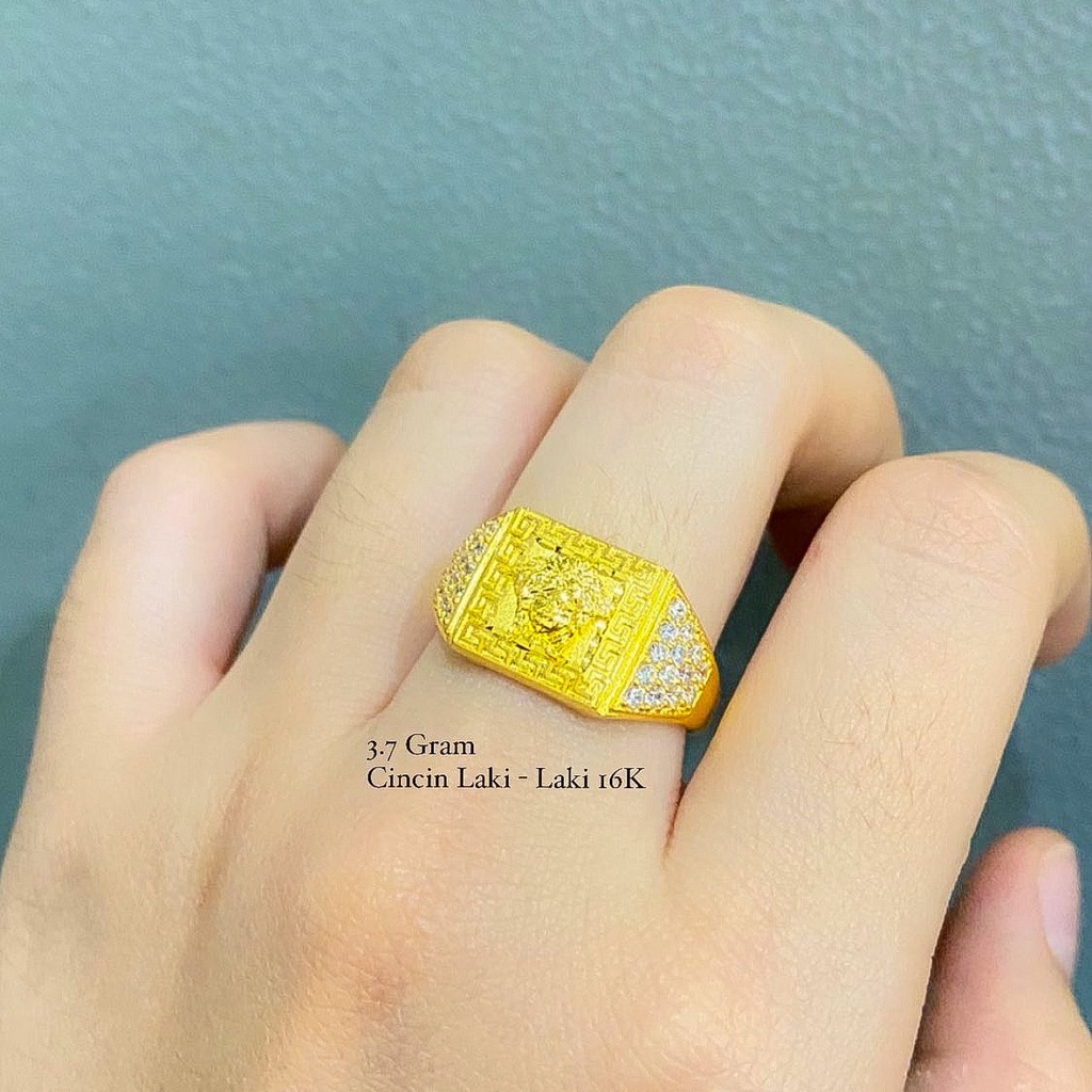 Cincin pria anak dan dewasa emas asli kadar 700 70 16k cowok lebar petak versacie rolex jam arloji besar 3 4 gram gr g nomor 16 17 18 19 20