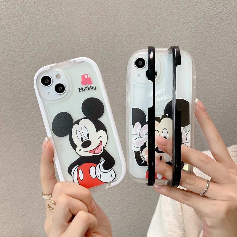 Casing iPhone 11 12 13 Pro MAX X XR XS MAX 7 8 Plus Motif Mickey Mouse 2 in 1