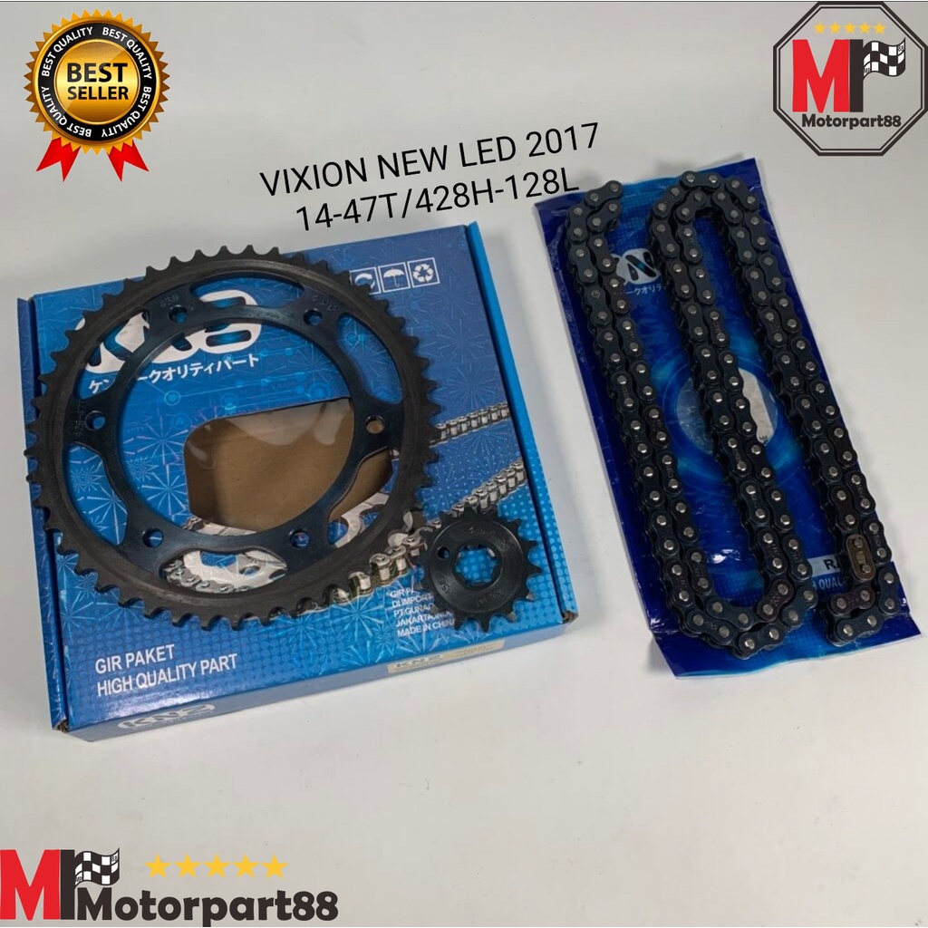 GEAR PAKET GIR SET VIXION NEW LED 2017 14T 47T 428H 128L KNZ R15 V3