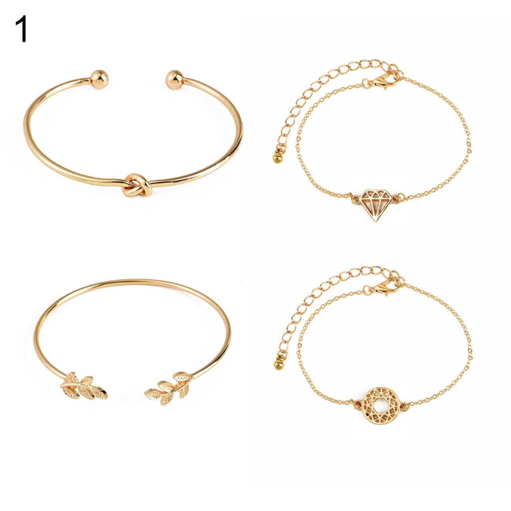 Hu Hu Hu Hu Hu Alat Bantu Pasang Kacamata♡ 4pcs / Set Gelang Tangan Rantai Adjustable Model Terbuka Untuk Wanita
