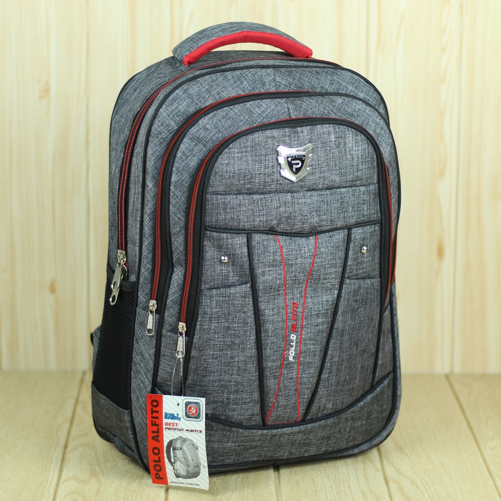 Promo Obral Ransel Gendong Polo Alfito Tas Laptop Sekolah SMP SMA Cowok Backpack Punggung Pria Keren Tas Kerja Ransel Murah Bahan Dolby Tebal Sekolah Punggung Pria Keren Ransel