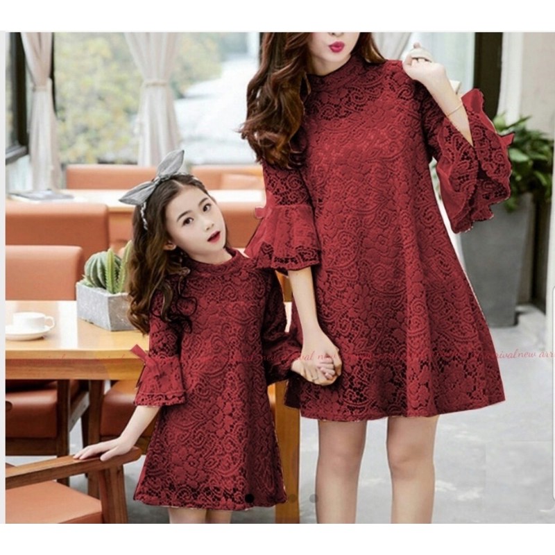 JC/VD- COUPLE Dress Lacey mom and kid / Baju Pasangan Ibu dan anak Terbaru / Couple Mom&amp;kid Murah