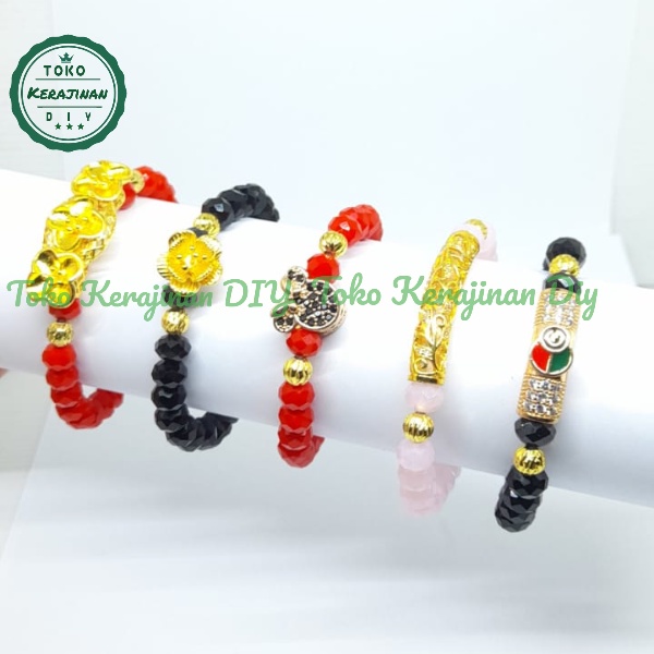 Gelang Kristal Wanita Variasi Charm Liontin Xuping Lapis Emas Gelang Kristal Ceko