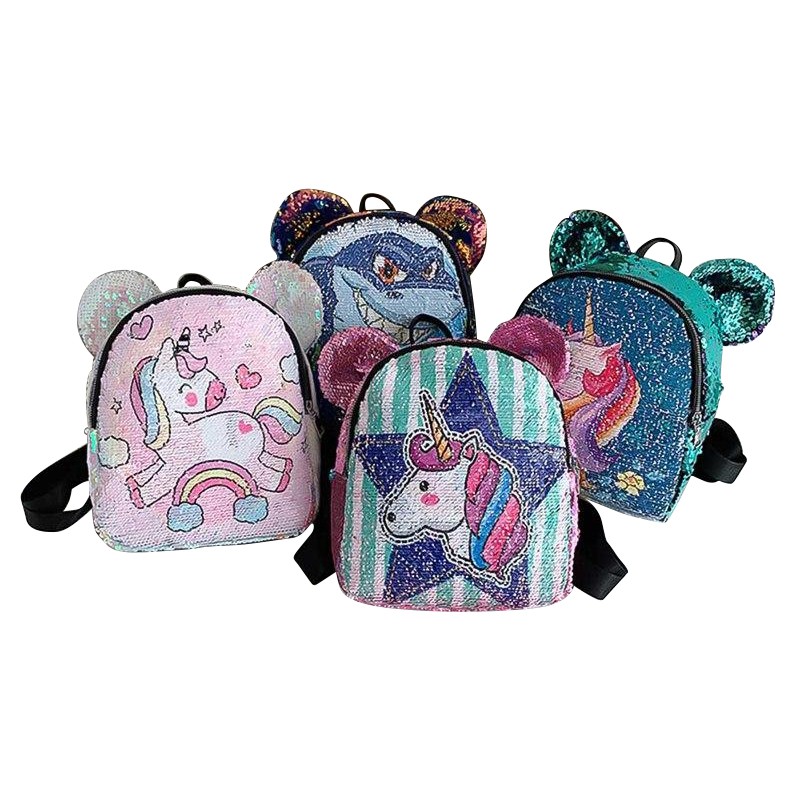 ELFYDO ELF1400 Tas Ransel Anak Sequin Glitter Karakter Unicorn Telinga Beruang