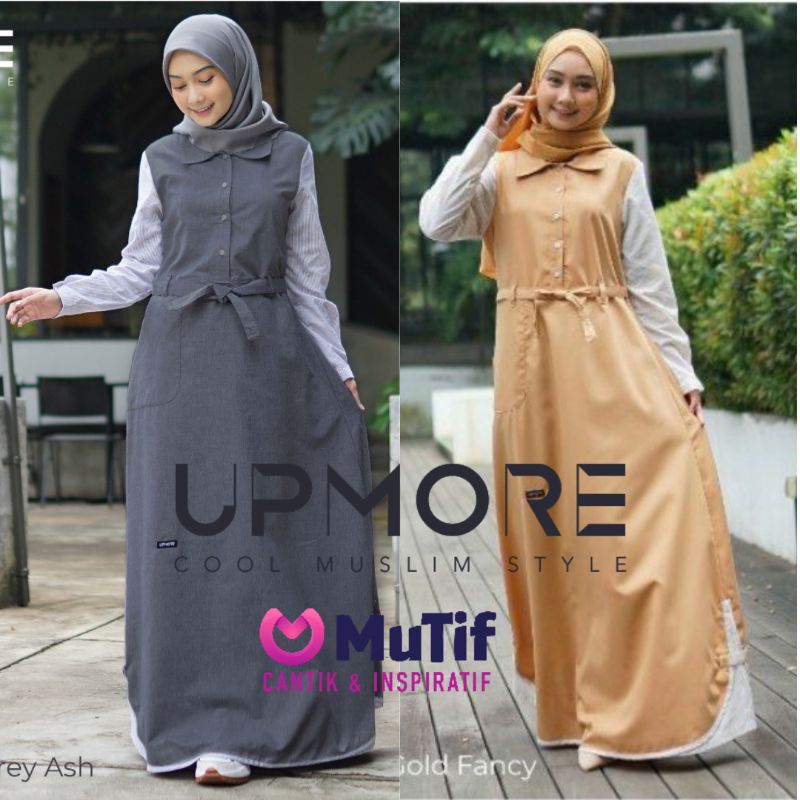MUTIF UPMORE Gamis RABEEA Pakaian Muslim Wanita Dress Dewasa Remaja Katun S-3XL