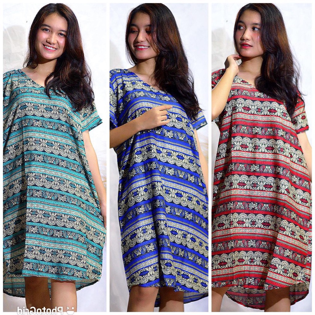 DASTER BALI/DRESS BALI -- Daster Dress Pakaian  Kekinian Jumbo Murah Busui Panjang Nyaman Adem Lembu