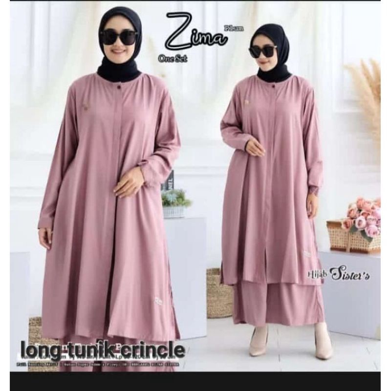 Zima Set/Stelan Long Tunik Cringkle Airflow