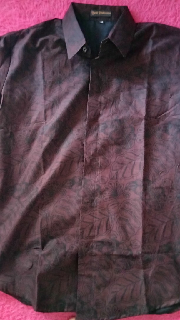 Rakabela Kemeja Batik Pria Lengan Panjang Slimfit Katun Printing Hem Baju Seragam Kerja Modern