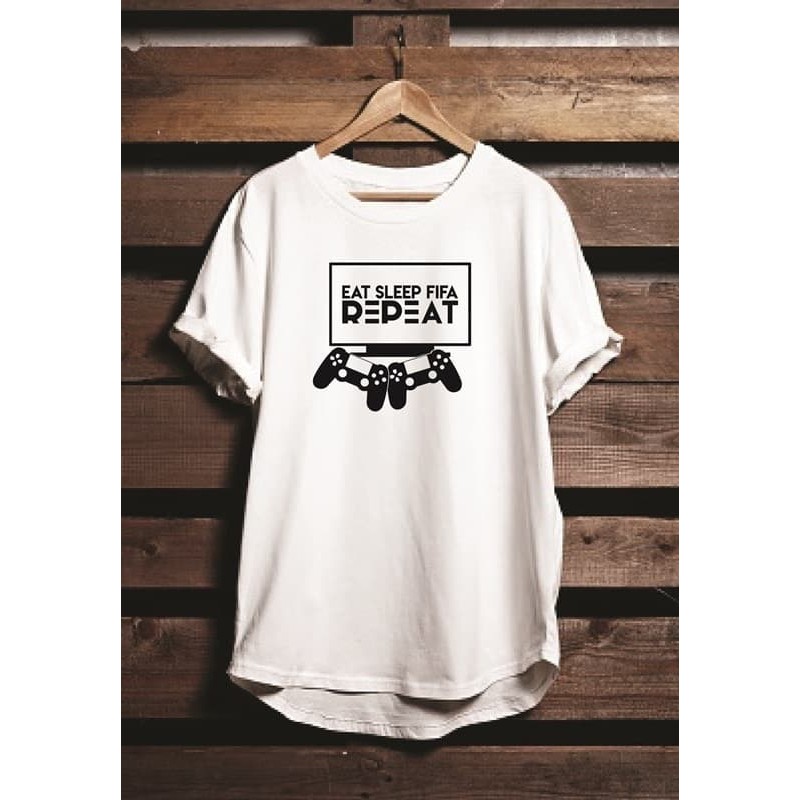 T2634 Kaos Tshirt Baju Combed 30S Distro Eat Sleep Fifa Repeat