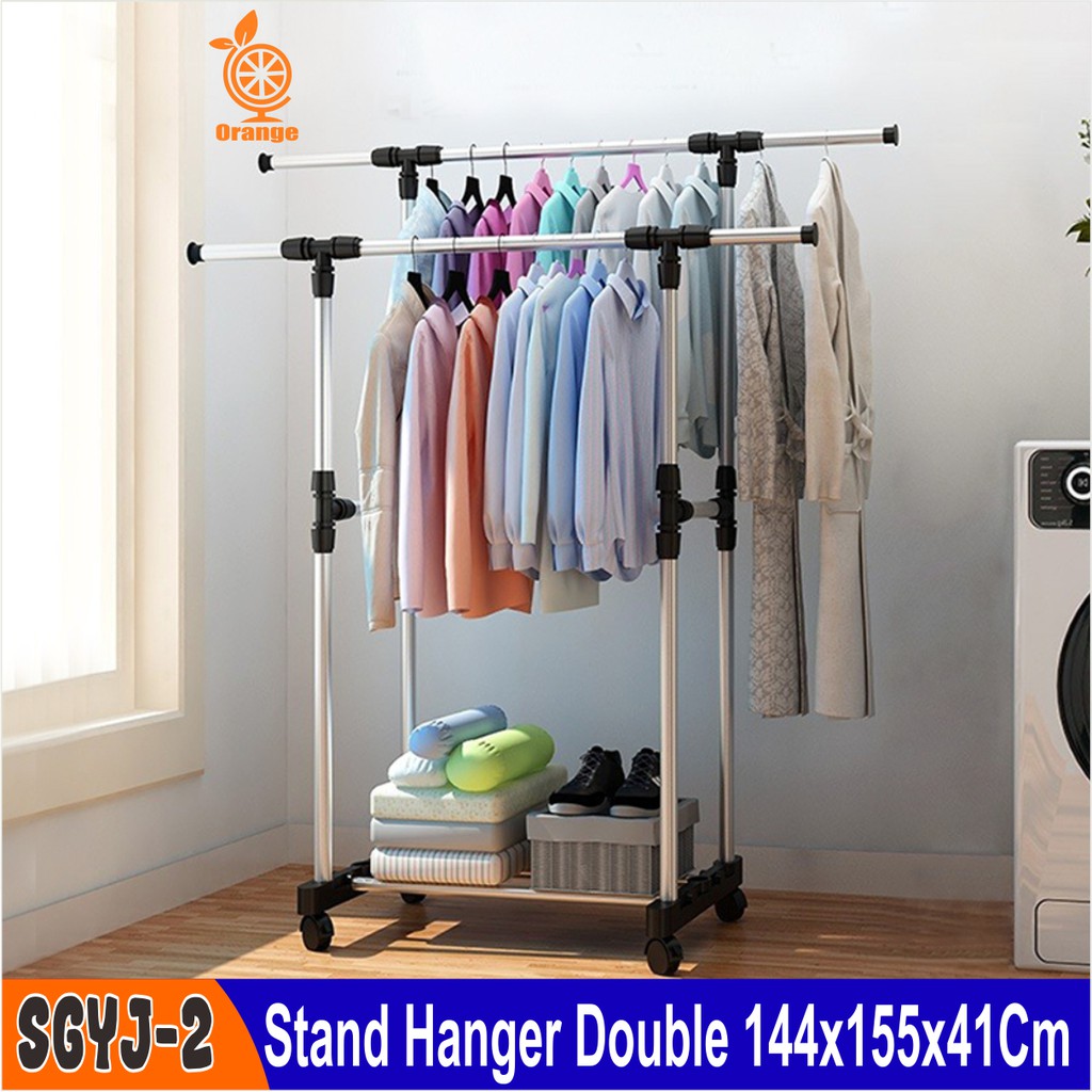 Stand Hanger Rak Serbaguna dengan 4 Roda Gantungan Baju SGYJ- 2 Worldhome66