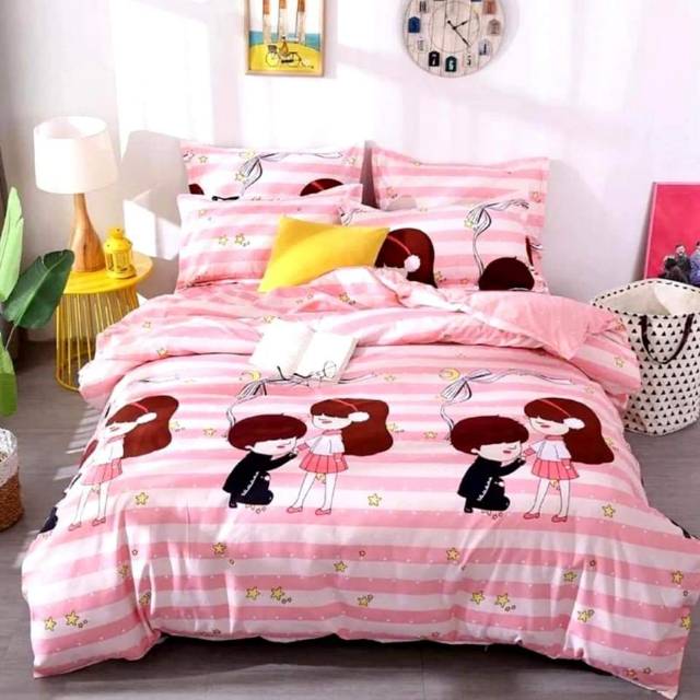 ✔NEW MOTIF‼ SPREI WEDDING HOMEMADE KATUN JEPANG IMPORT COUPLE PINK/SPREI TEMPAHAN PENGANTIN KATUN JE