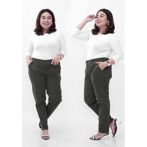 CELANA BAGGY PANTS WANITA JUMBO 7L-8L Bisa COD READY BAGGY PANTS AMERICAN DRILL IMPOR MOSS LIGHT GREY DARK GREY KHAKI IVORY - baggi