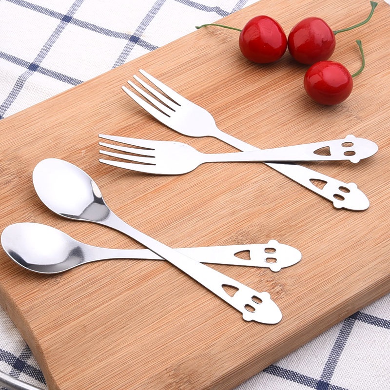 [Harga Grosir]Sendok Garpu Sumpit Es Krim Bentuk Hati Bahan Stainless Steel Anti Slip Dapat Digunakan Kembali Untuk Anak/Hot Sale