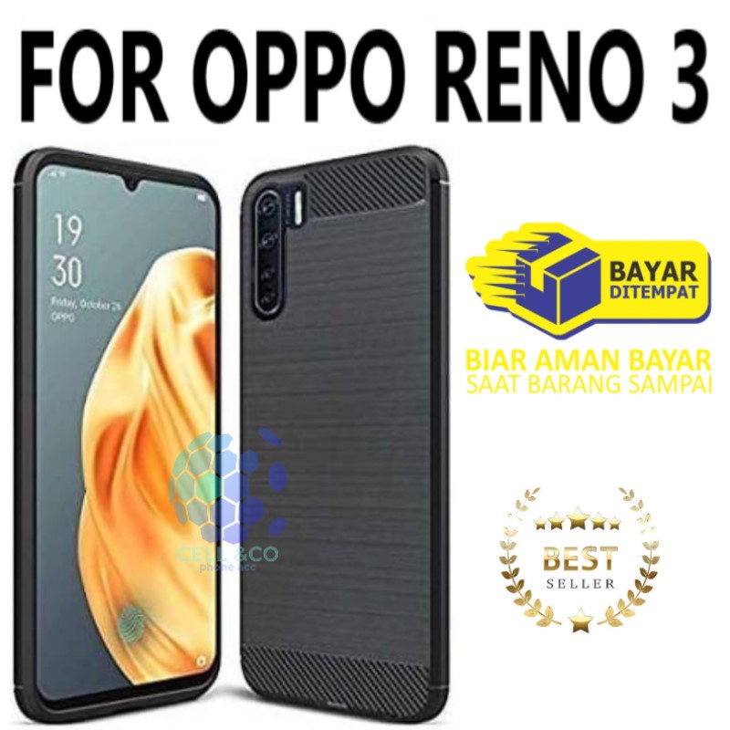 CASE CARBON OPPO RENO 3 casing hp silikon softcase case premium carbon cover