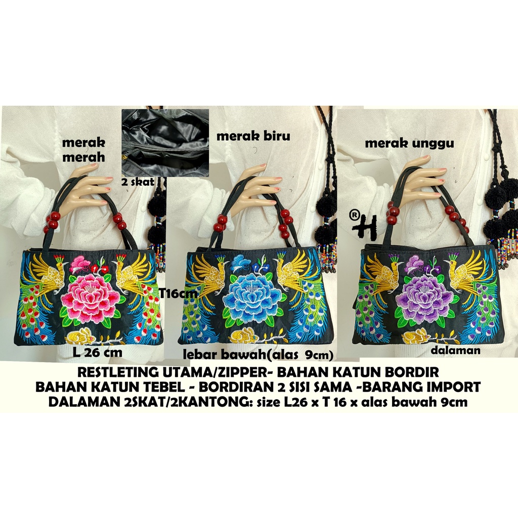 tas bordiran import/tas thailand/tas slempang/tas etnik/clutch/tas pingang/dompet/tote bag/top handl