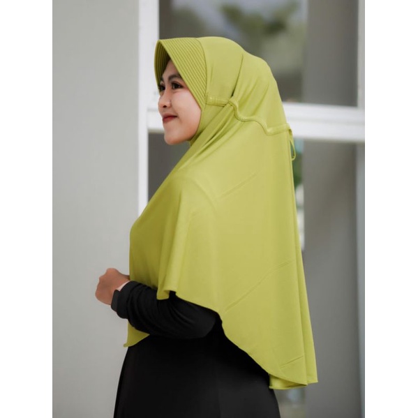 Hijab Instan Serut Jokowi Jumbo Spandek Jersey High Quality  size L