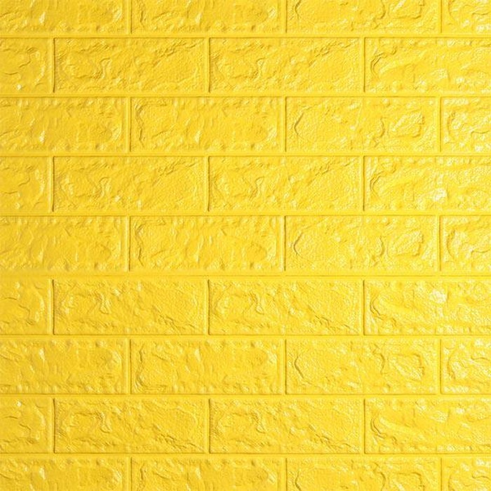 WALLPAPER 3D 0102 BRICK FOAM YELLOW WALLPAPER DINDING BATU BATA KUNING