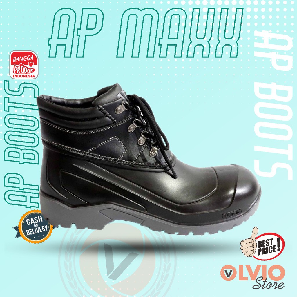 AP MAXX 39-43 BLACK - SEPATU SAFETY PRIA KARET - AP BOOTS