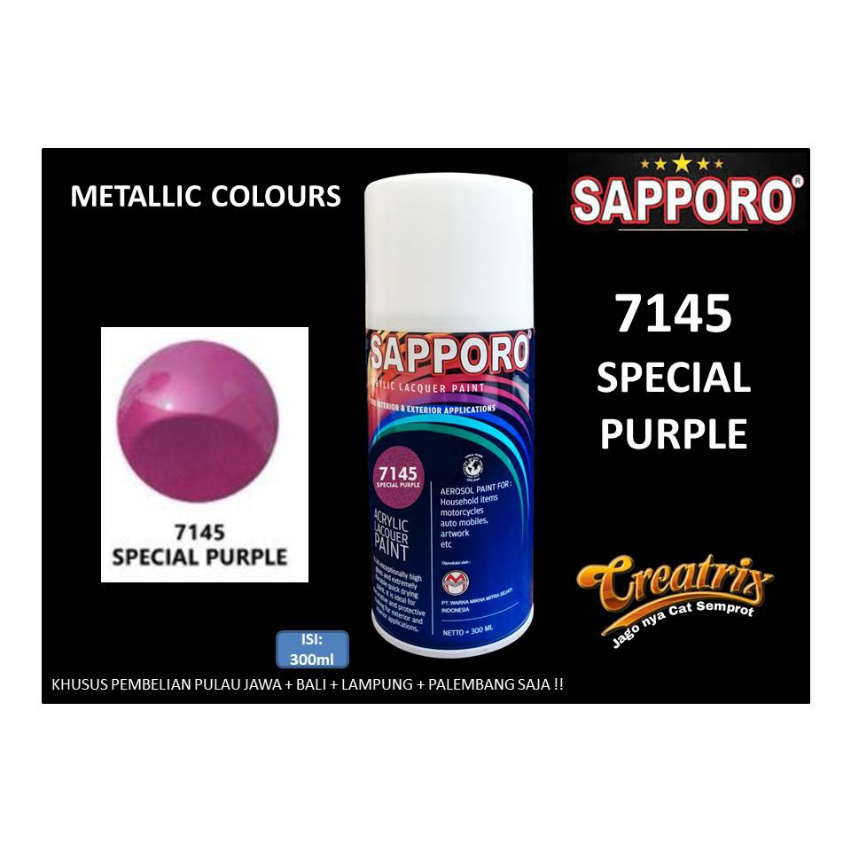 Sapporo Paint Special Purple 7145/ungu metalik/cat semprot/pylox / pilok