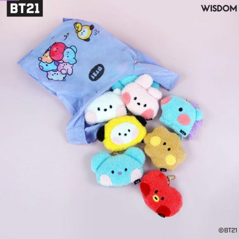 OFFICIAL BT21 JAPAN MININI DOLL KEYCHAIN WITH ECO BAG POUCH
